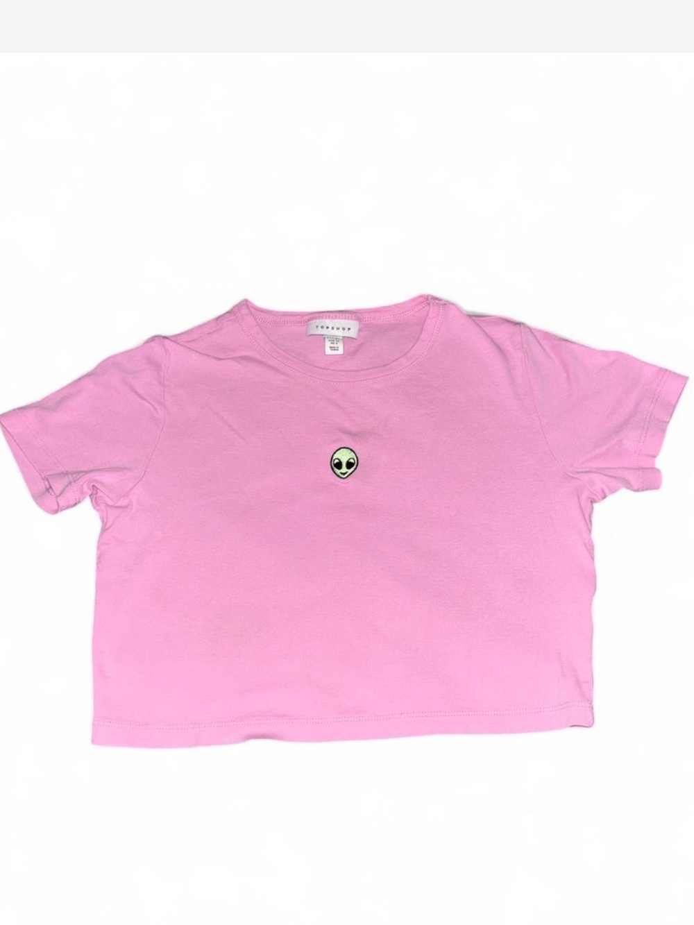 Topshop Pink Alien Patch Crop Tee